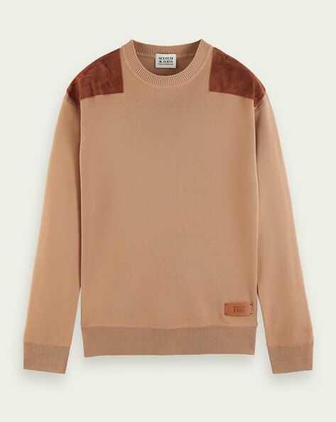 Sweater with leather online shoulder patches