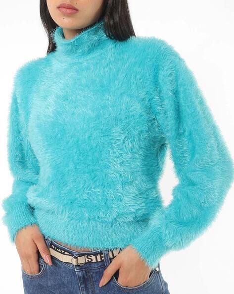 blue fur sweater