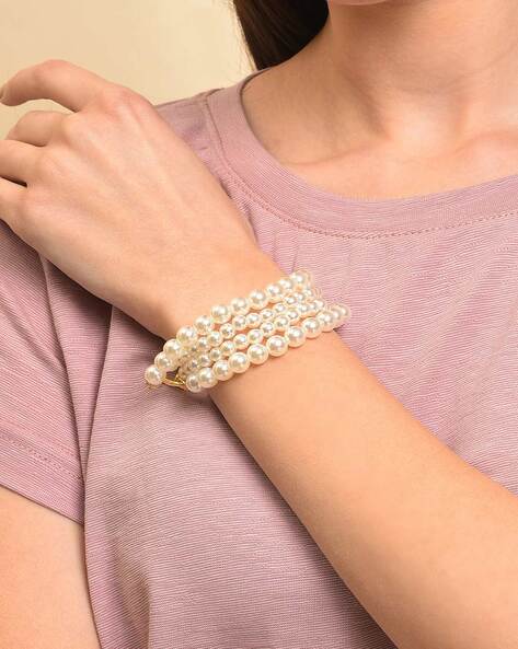 Lauren Ralph Lauren Gold Tone White Pearl Crystal Pave Flex Line Bracelet |  Dillard's
