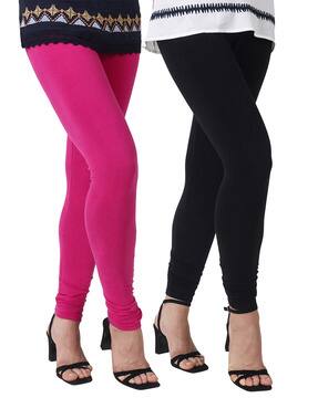 Buy Pink \u0026 Black Leggings for Women by 