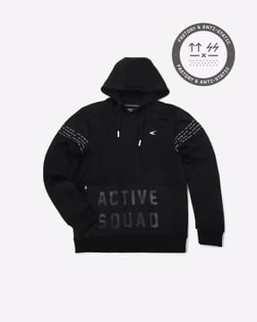 Typographic Print Hoodie with Kangaroo Pocket