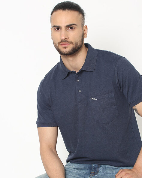 Heathered Polo T-shirt with Patch Pocket - Price History
