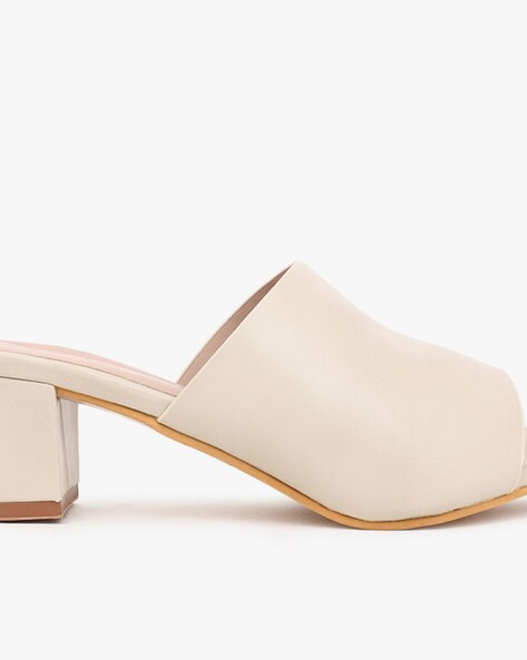 Cream heeled online mules