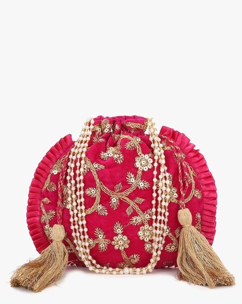 Angeline Batuas and Potlis  Buy Angeline Pink Embroidered Potli Bag OnlineNykaa  Fashion