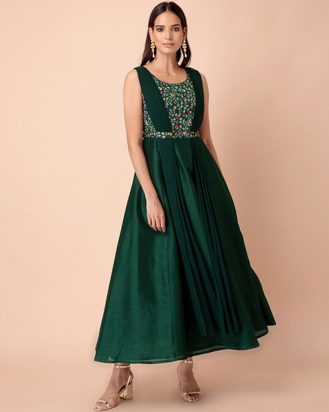 Buy Riya Empire Women's Heavy Pure Viscose Velvet Gown with Dupatta Set ( Bottle-Green) at Amazon.in