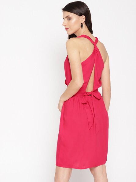 v neck back dress