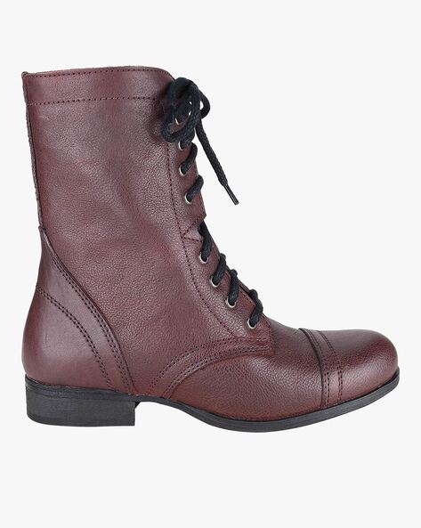 burgundy mid calf boots