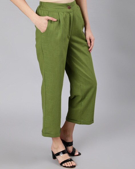 Solid High Rise Waist Pant