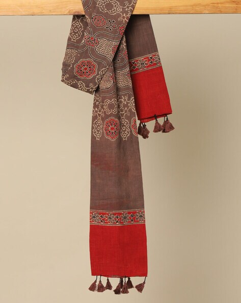 Handblock Print Stole with Tassels Price in India