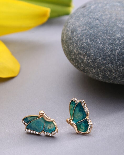 Iridescent Wings Diamond Drop Earrings