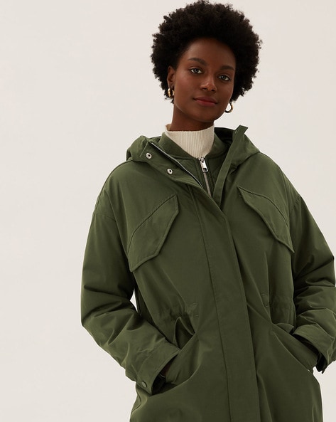 Khaki green coat on sale womens