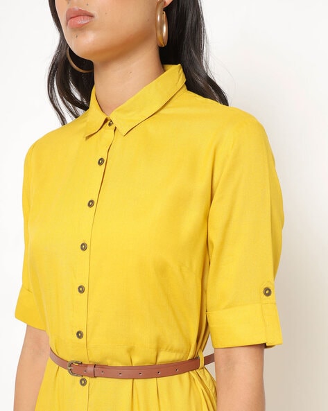 Yellow store shirt dresses