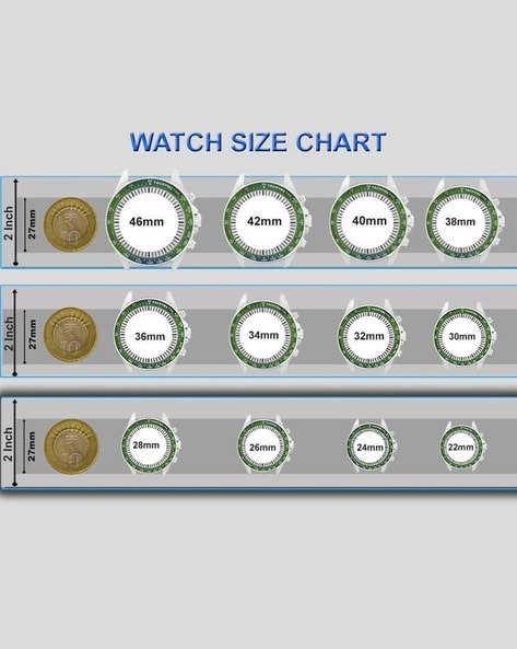 Mens wrist clearance watch size chart