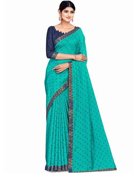 Buy Aqua Sarees for Women by RAJESHREE 