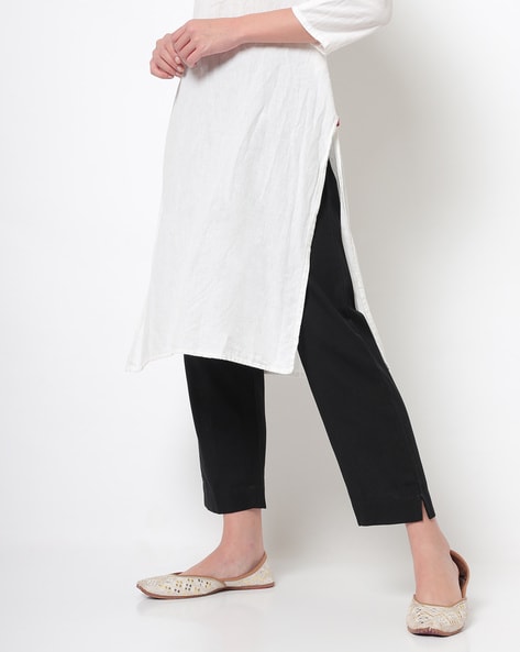 Pleat-Front Straight Pants with Vented Hems Price in India