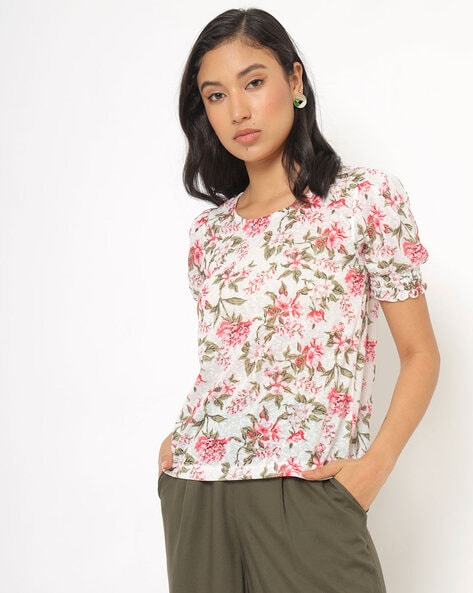 Floral tee shirt womens best sale