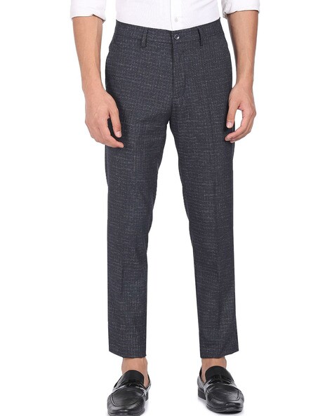 Buy Arrow Newyork Men Grey Dobby Weave Jackson Super Slim Fit Formal  Trousers online