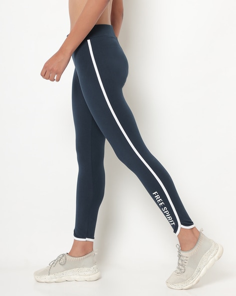 Printed Leggings with Contrast Side Panels
