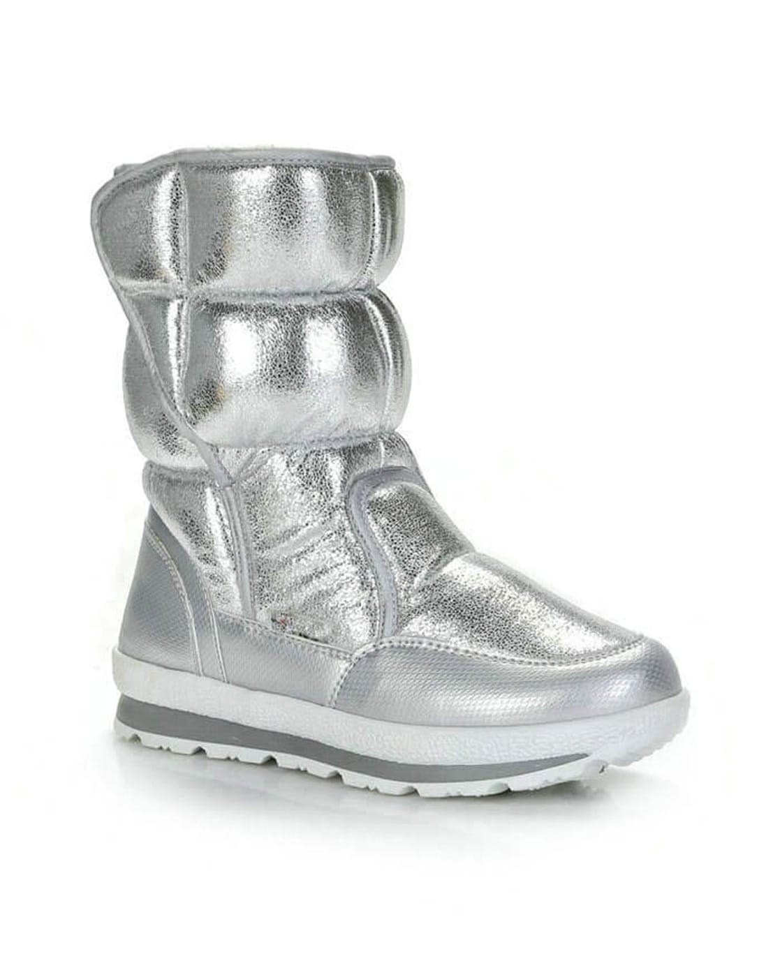 silver mid calf boots