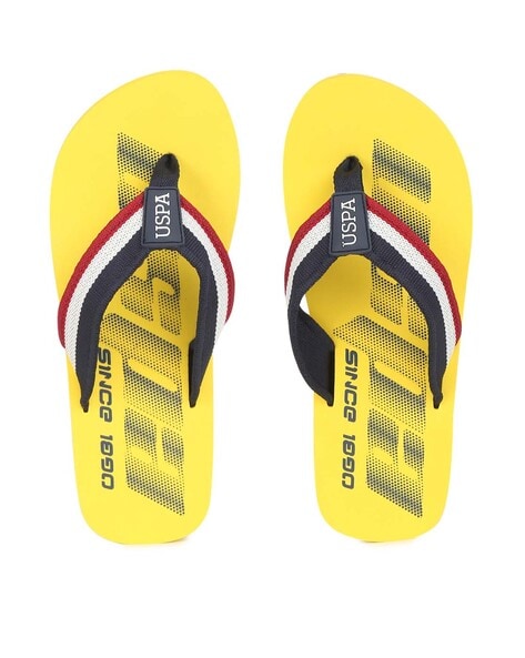 yellow brand flip flops