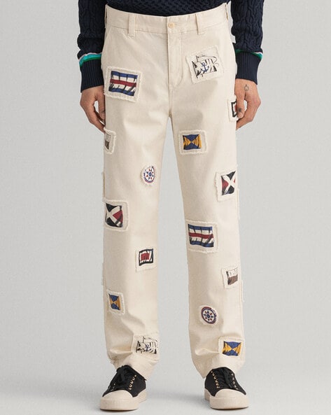 Buy Dsquared2 Graphic Tapered Fit Trousers  sand Color Men  AJIO LUXE