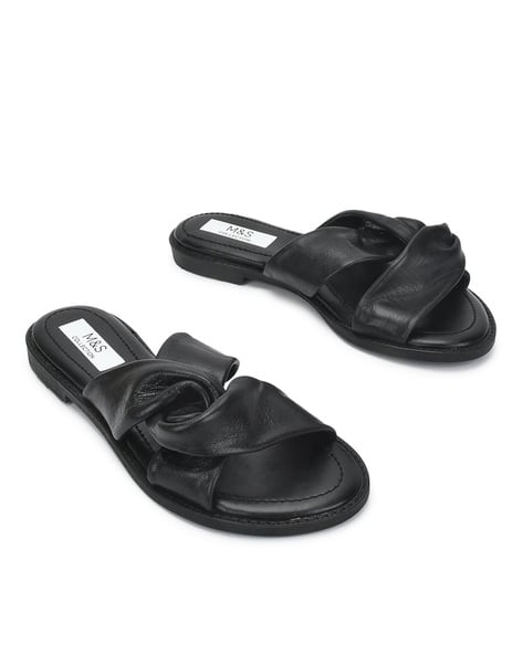 Flat Sandals with Leather Upper