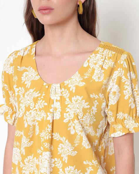 Mustard yellow floral store top