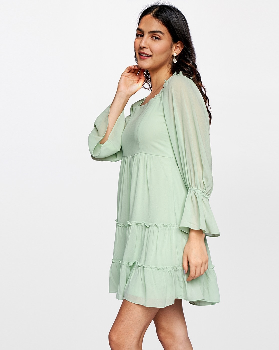 sage green smock dress