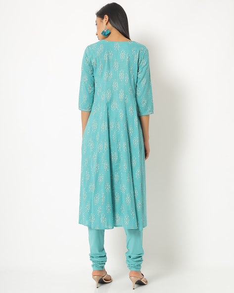 Pintuck Printed Flared Kurta Set view 2