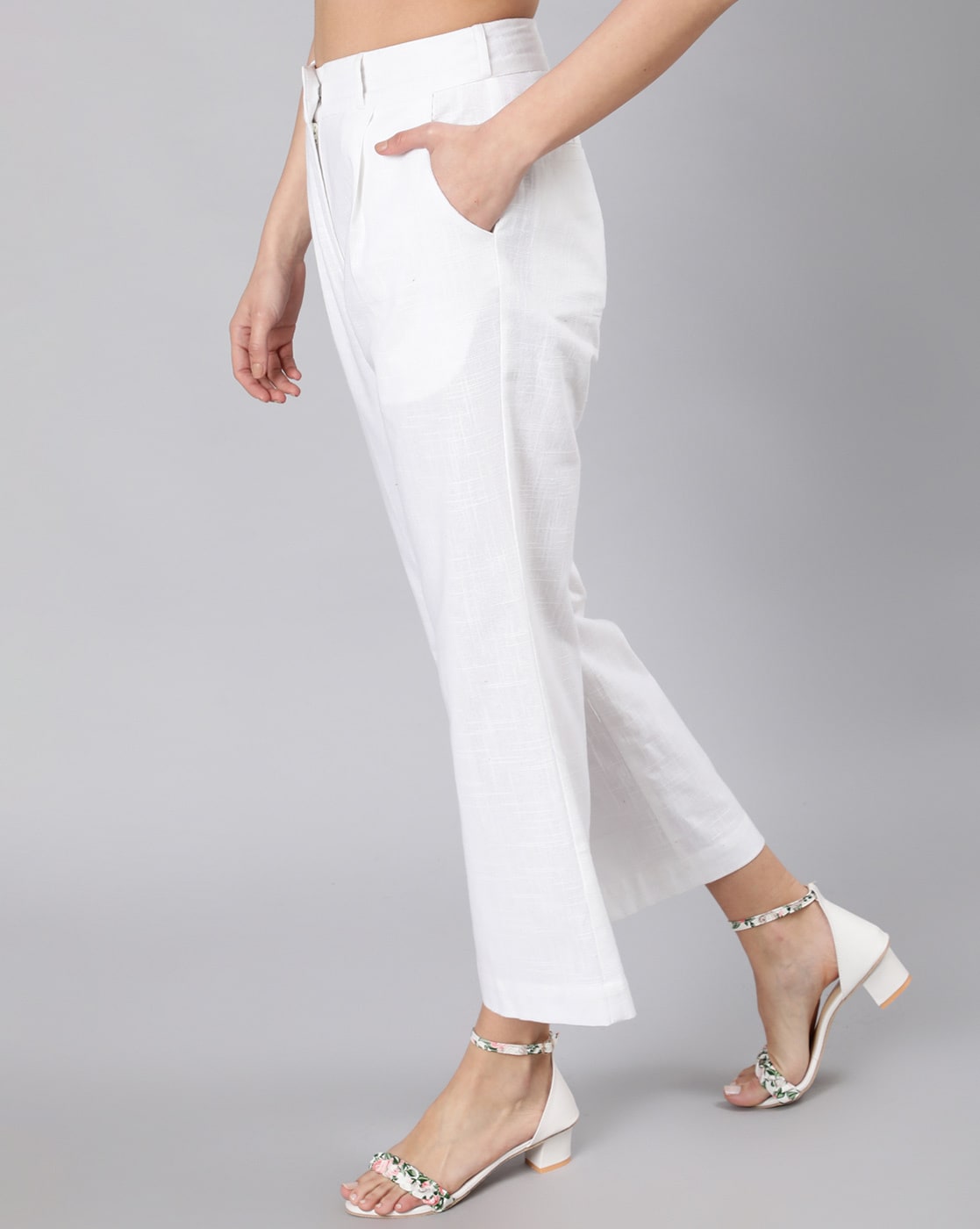 Buy White Trousers & Pants for Women by Jaipur Kurti Online