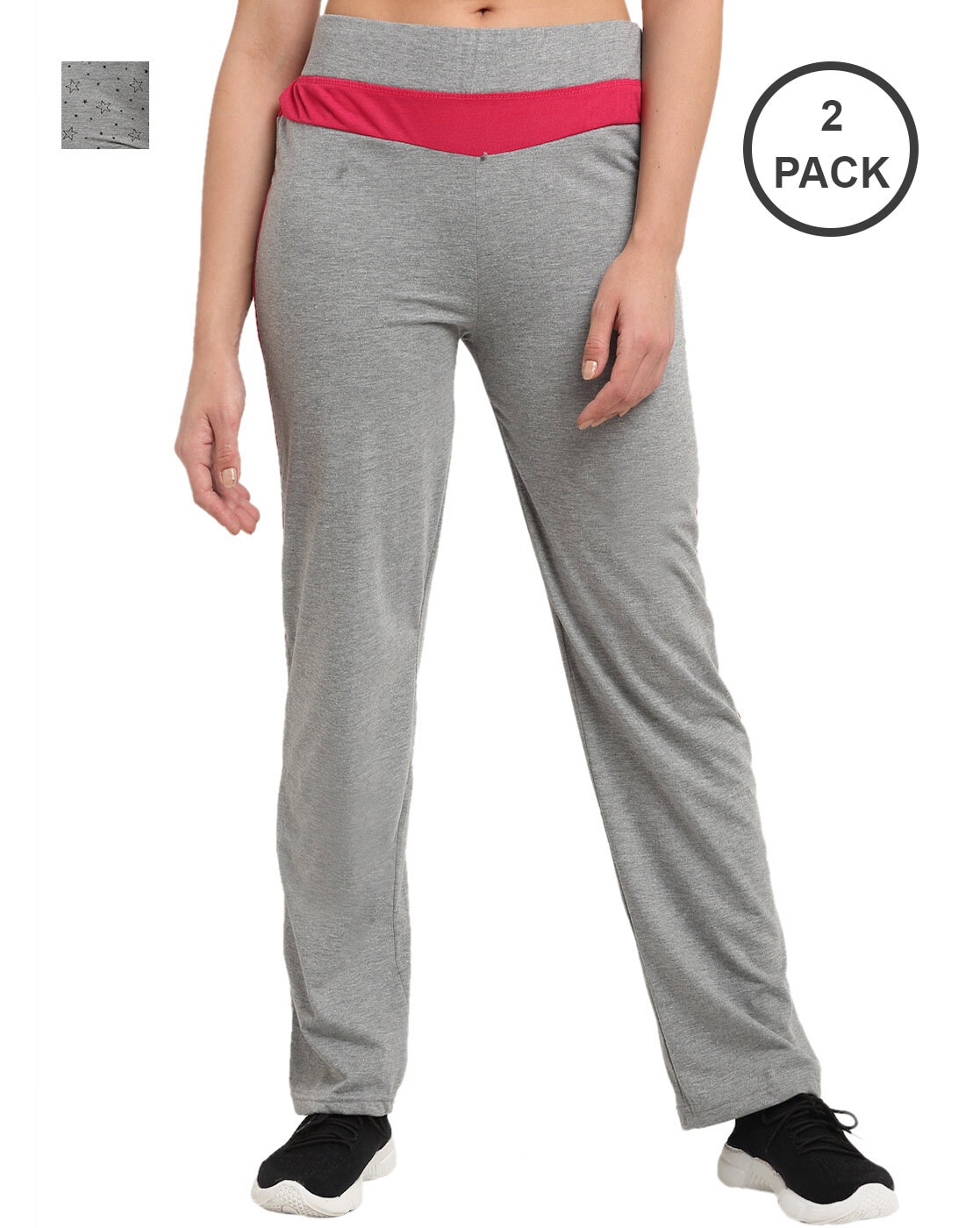 Women's Yoga Cotton Bottoms - Grey/Pink - Decathlon