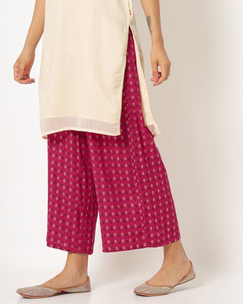 Floral Print Palazzos with Semi-Elasticated Waist Price in India