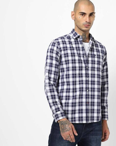 Buy Navy Blue \u0026 White Shirts for Men by 