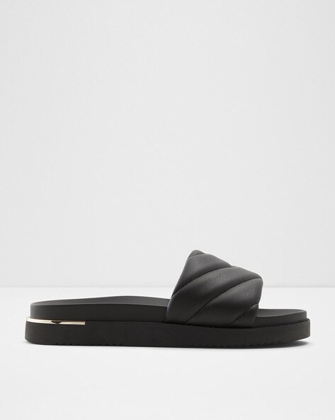 RAYNE FLATFORM SLIDES - Black Smooth – Frankie & Co Clothing