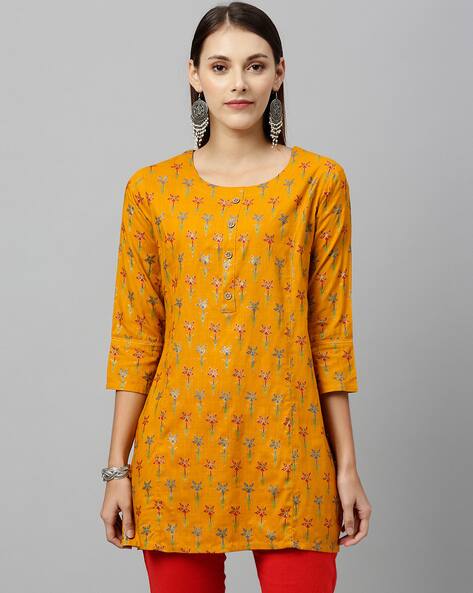 Buy Mustard Yellow Kurtis u0026 Tunics for Women by KIPEK Online | Ajio.com