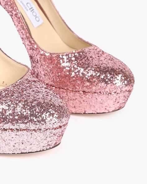 Buy Jimmy choo Ellis 120 Coarse Glitter Pumps | Pink Color Women | AJIO LUXE