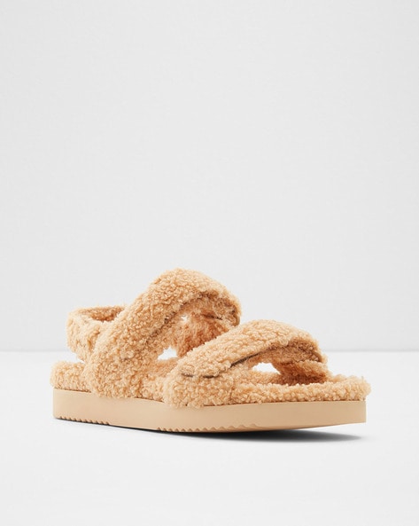 Open toe faux fur slingback sandal slippers new arrivals