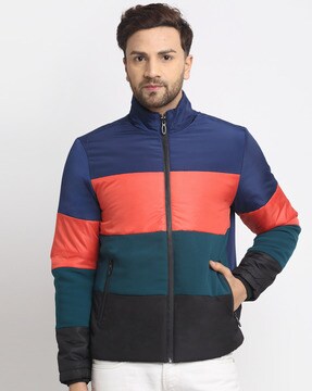 multi colored down jacket