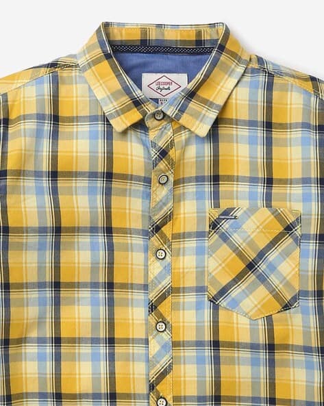 Checked Slim Fit Spread Collar Shirt view 3