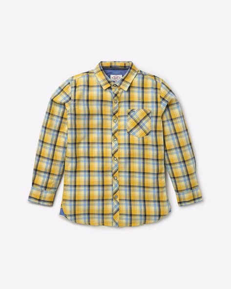 Checked Slim Fit Spread Collar Shirt