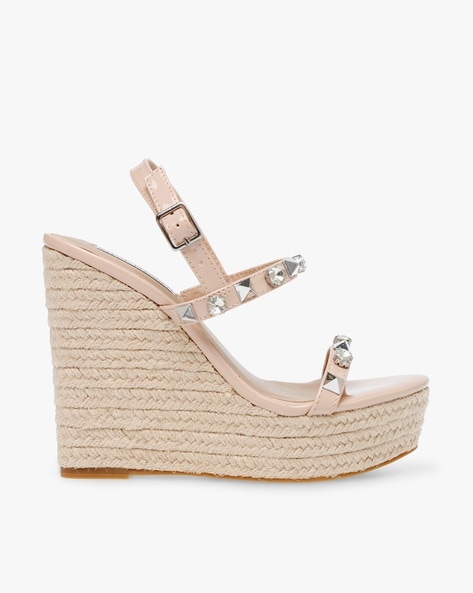 Nude cheap studded wedges