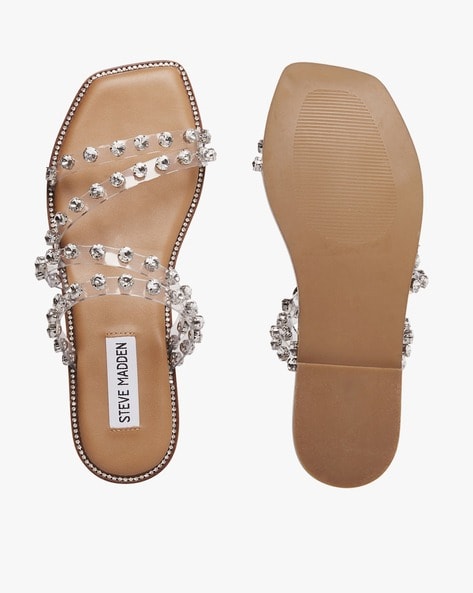 Clear flat sandals online with studs