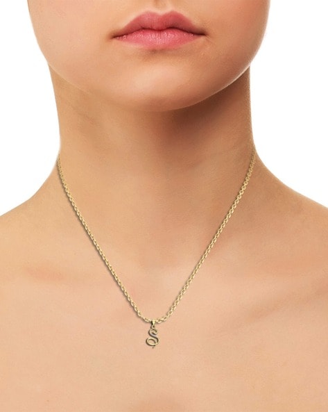 Diamond Initial Pendant 14K Letter 'S'