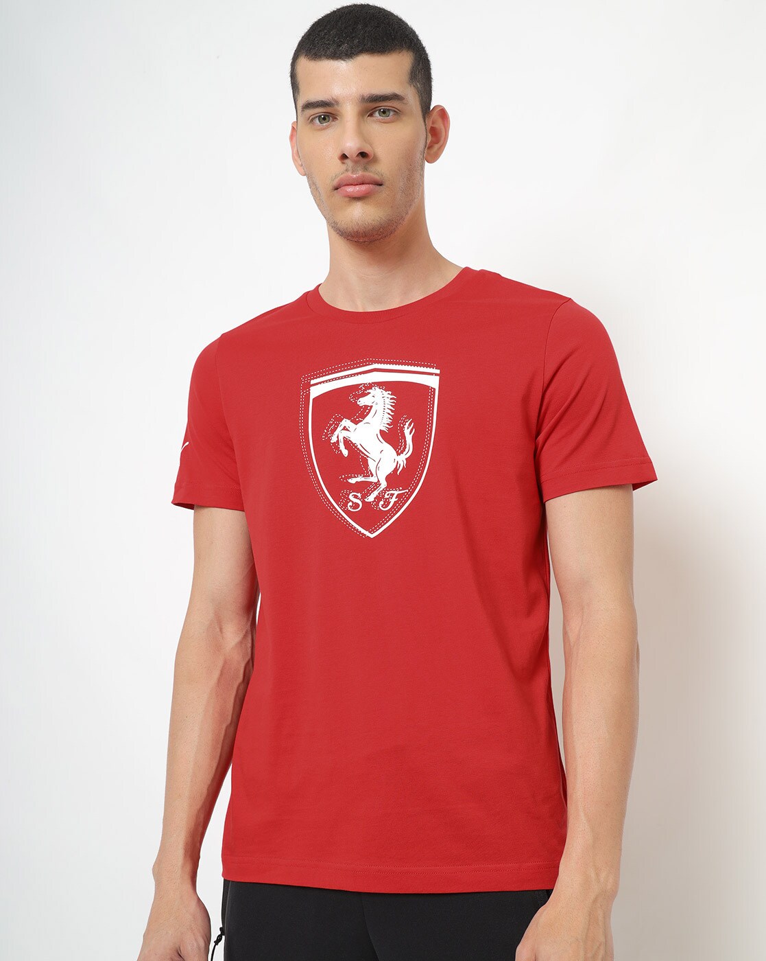 Scuderia Ferrari Men's Puma Small Shield T-Shirt-Red/Black