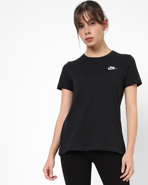 Womens Clothing Tops T-shirts Blumarine Cotton Logo-print Short-sleeved T-shirt in Black Save 5% 