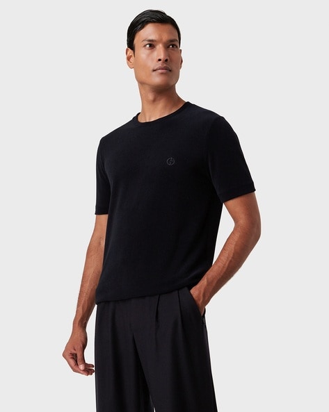 Buy GIORGIO ARMANI Blended Regular Fit Sweater | Black Color Men | AJIO LUXE