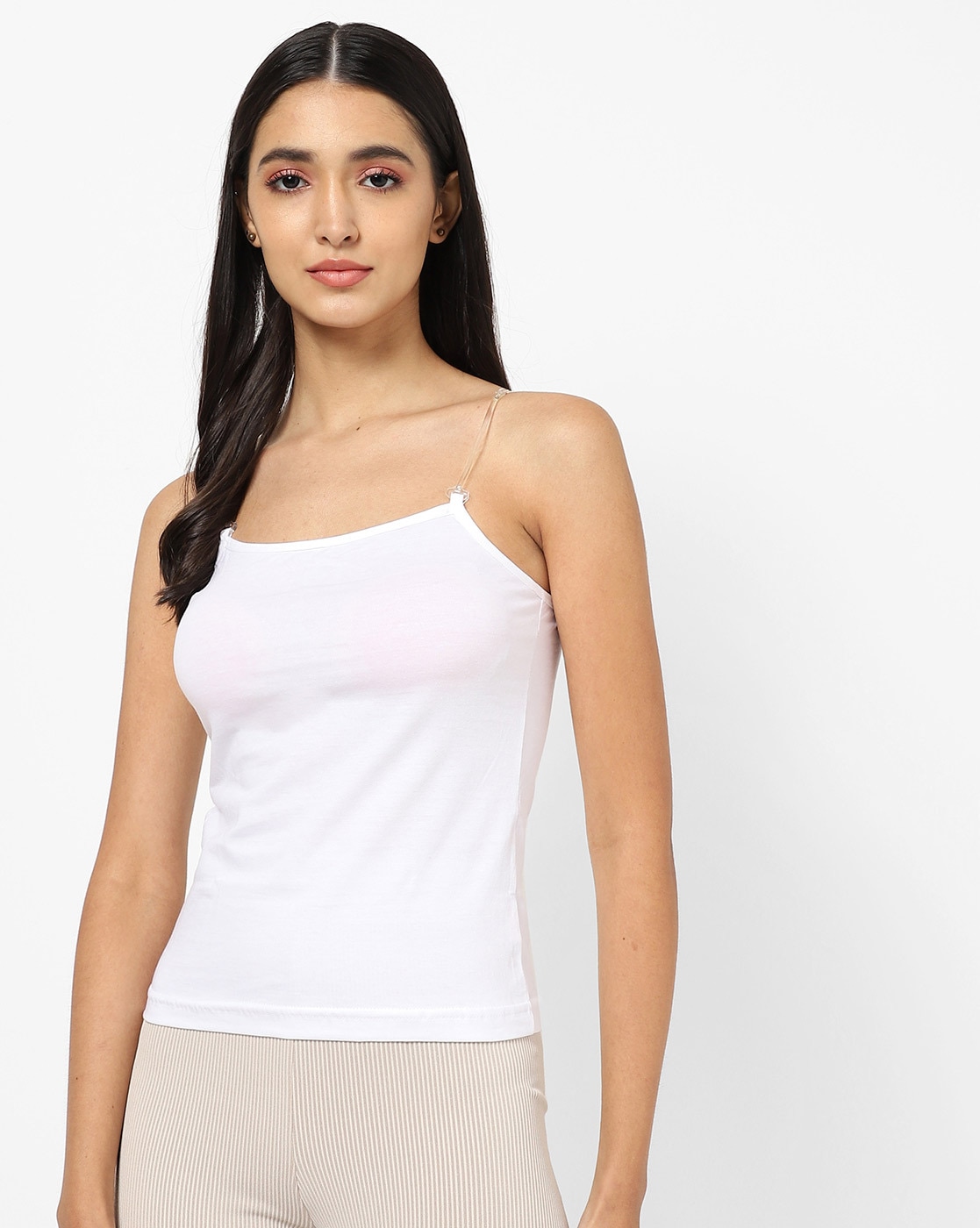 Buy Mesua Ferrea Cotton Regular Non-Padded Camisole Slip/Cami with  Adjustable Detachable Strap for Girls/Women - Free Transparent Strap  (White, XL) - Lowest price in India