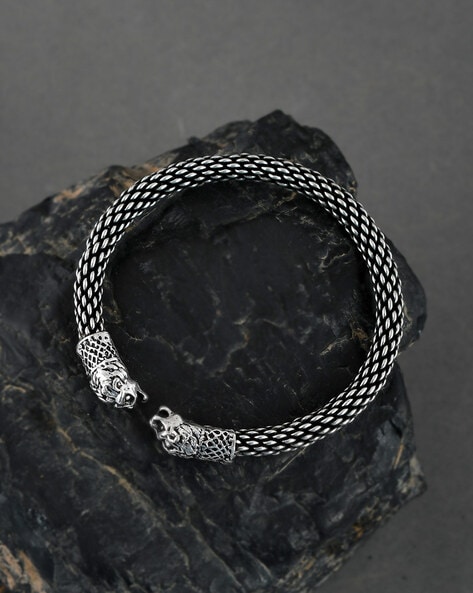 Dashing Lion Design Silver Kada | Mod Easy Wear Silver Bracelet - Bangles &  Bracelets - FOLKWAYS