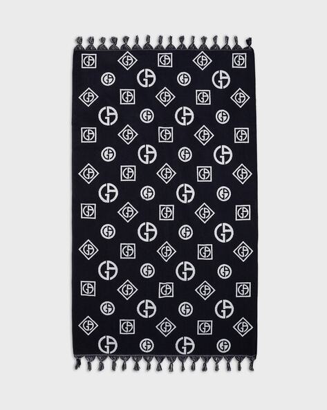 Buy GIORGIO ARMANI Allover Logo Reversible Bath Towel Blue Color