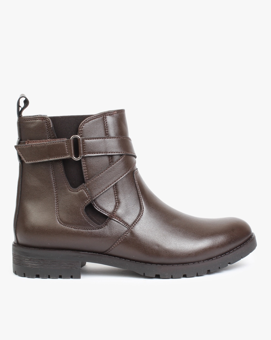 long brown flat leather boots